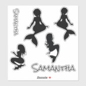 Sticker en silhouette noire de sirènes (Feuille)