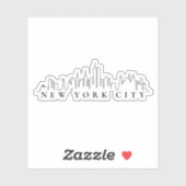 Sticker en silhouette noire et blanche de New York (Feuille)
