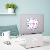 Sticker en silhouette Pastel rose personnalisé (Ordinateur portable sur le bureau)