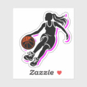 Sticker en silhouette pour filles de basket-ball (Feuille)
