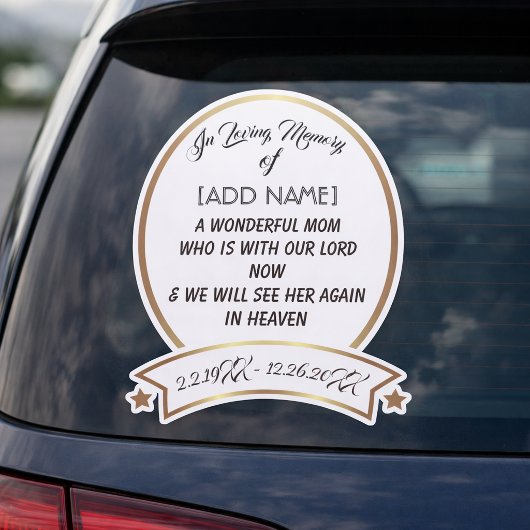 Sticker En souvenir affectueux de Maman [AJOUTER NOM] Auto