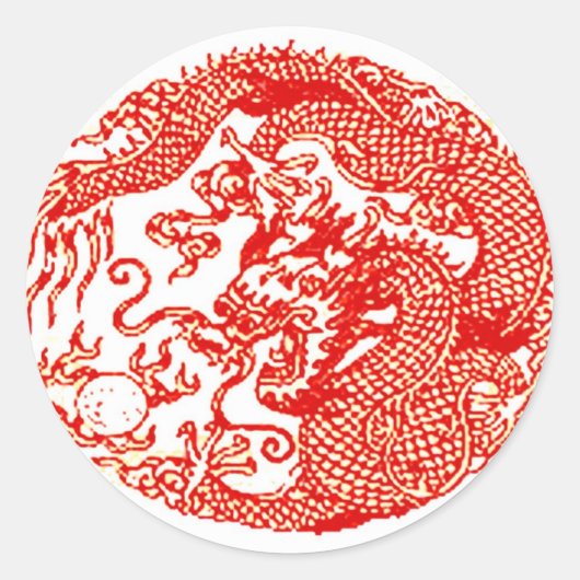 Sticker en spirale de dragon chinois rouge (Devant)