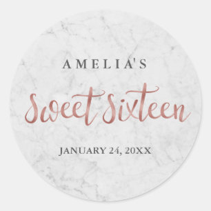 Sticker en Sweet sixteen d'or Rose Marble Faux