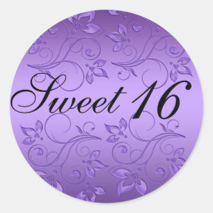 Sticker en Sweet sixteen floral violet et noir
