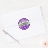 Sticker en Sweet sixteen pourpre Tiara & Damask (Enveloppe)
