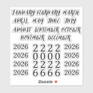 Sticker En-têtes Mois 2026 Année Bullet Journal Planner