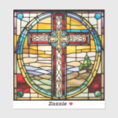 Sticker en verre de Christian Cross Faux (Feuille)