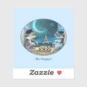 Sticker en Vinyl de Paris de nuit - Happy (Divers) (Feuille)