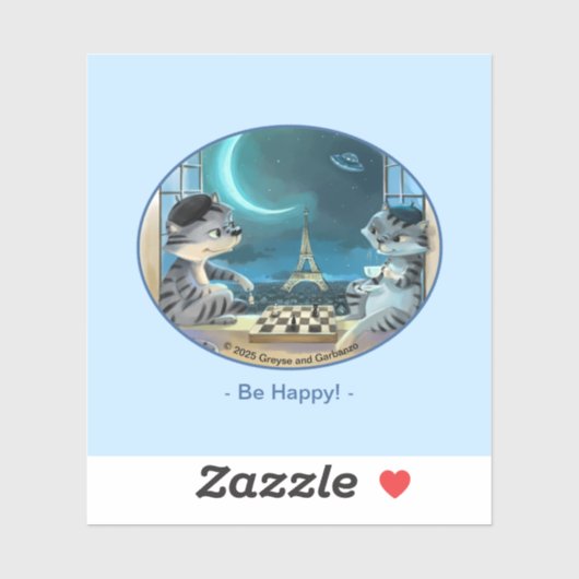 Sticker en Vinyl de Paris de nuit - Happy (Divers) (Feuille)