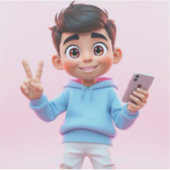 Sticker en vinyle 3d personnalisé pour garçon mign (Devant)