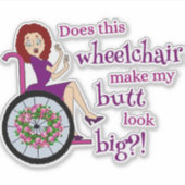 Sticker en vinyle 6"x 6" - Fauteuil Roulant Gros B (Devant)