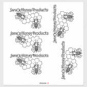 Sticker en vinyle - Abeilles sur nid d'abeille (Feuille)