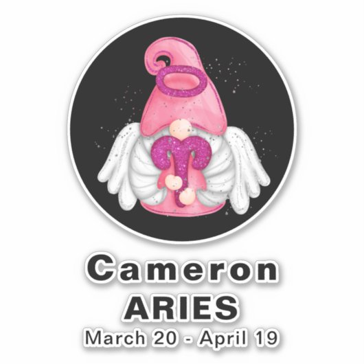 Sticker en vinyle Angel 8" Gnome Aries (Devant)