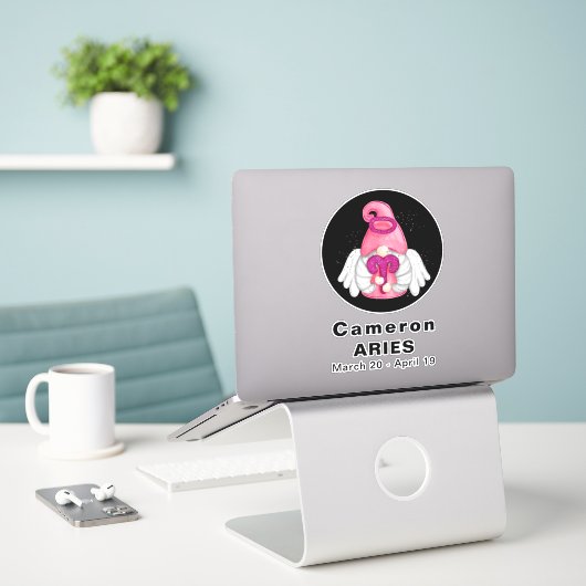 Sticker en vinyle Angel 8" Gnome Aries (Ordinateur portable sur le bureau)