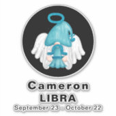 Sticker en vinyle Angel 8" Gnome Libra Astrologie (Devant)