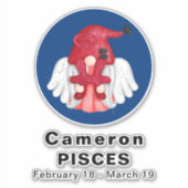Sticker en vinyle Angel 8" Gnome Pisces Astrologie (Devant)