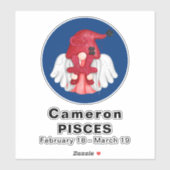 Sticker en vinyle Angel 8" Gnome Pisces Astrologie (Feuille)