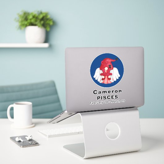 Sticker en vinyle Angel 8" Gnome Pisces Astrologie (Ordinateur portable sur le bureau)