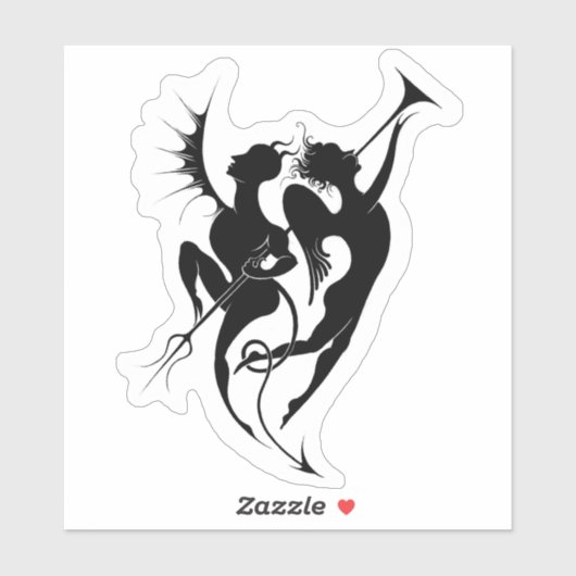 Sticker en vinyle Angel et Devil Silhouette (Feuille)