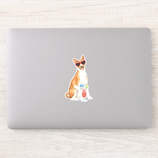 Sticker en vinyle Basenji été (Ordinateur)