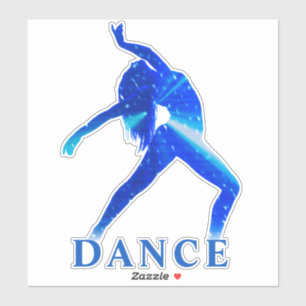 Sticker en vinyle bleu Danse Abstrait cousu