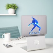 Sticker en vinyle bleu Danse Abstrait cousu (Ordinateur portable sur le bureau)