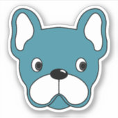 Sticker en vinyle Bulldog Turquoise 3"x3" (Devant)