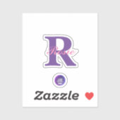 Sticker en vinyle clair minuscule Nom du monogramm (Feuille)