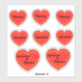 Sticker en vinyle - Coeurs et noms (Feuille)