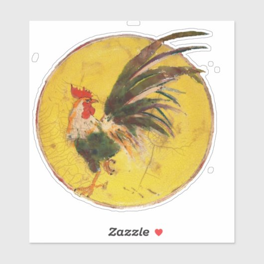 Sticker en vinyle - Coq et soleil (Feuille)