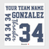 Sticker en vinyle coupé couleur de votre équipe pe (Feuille)