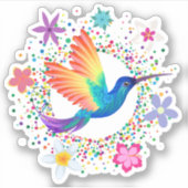 Sticker en vinyle coupé couleur Humming Bird Flowe (Devant)