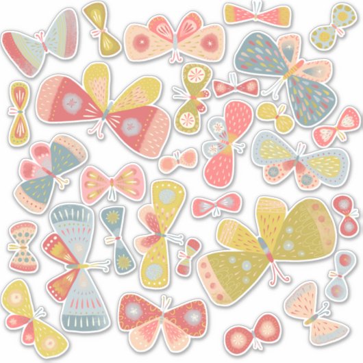 Sticker en vinyle coupé couleur papillon (Devant)