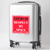 Sticker en vinyle coupé - COVID-19 Respectez Mon E (Sur valise)
