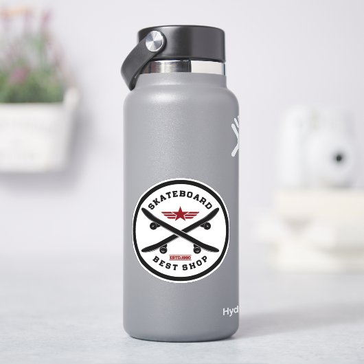 Sticker en vinyle coupé de 4 po pour skateboard (HydroFlask)