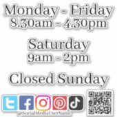 Sticker en vinyle coupé - Heures d'ouverture Média (Devant)