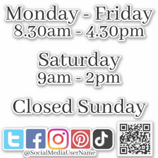 Sticker en vinyle coupé - Heures d'ouverture Média (Devant)