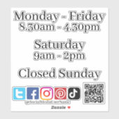 Sticker en vinyle coupé - Heures d'ouverture Média (Feuille)