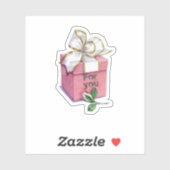 Sticker en vinyle coupé présent et rose (Feuille)