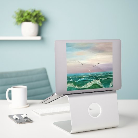 Sticker en vinyle coupé sur mesure (Ordinateur portable sur le bureau)