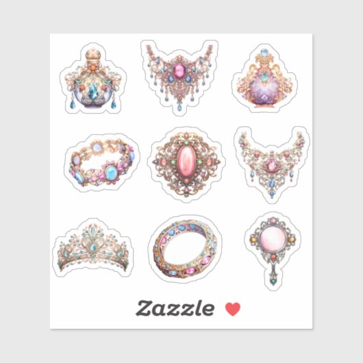 Sticker en vinyle coupé sur mesure 9 bijoux Rococo (Feuille)