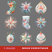 Sticker en vinyle coupé sur mesure 9 Boho Christma