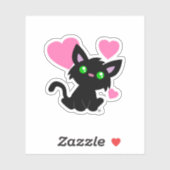 Sticker en vinyle coupé sur mesure Cute Black Kitt (Feuille)