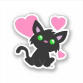 Sticker en vinyle coupé sur mesure Cute Black Kitt (Devant)