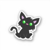 Sticker en vinyle coupé sur mesure Cute Black Kitt (Devant)