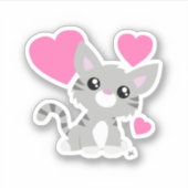 Sticker en vinyle coupé sur mesure Cute Grey Kitty (Devant)