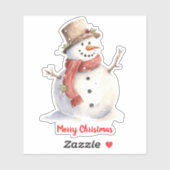 Sticker en vinyle coupé sur mesure de Noël Snowman (Feuille)