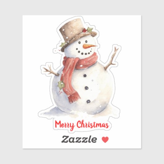 Sticker en vinyle coupé sur mesure de Noël Snowman (Feuille)