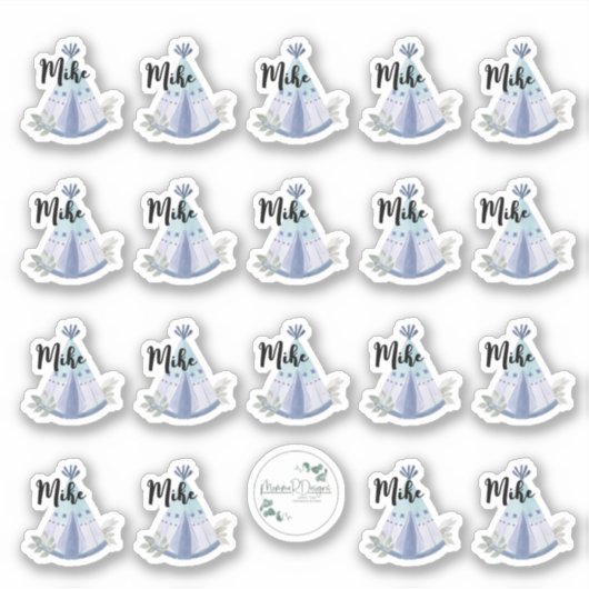 Sticker en vinyle coupé sur mesure, dessin de tipi (Devant)