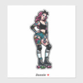 Sticker en vinyle coupé sur mesure : Roller Girl (Feuille)